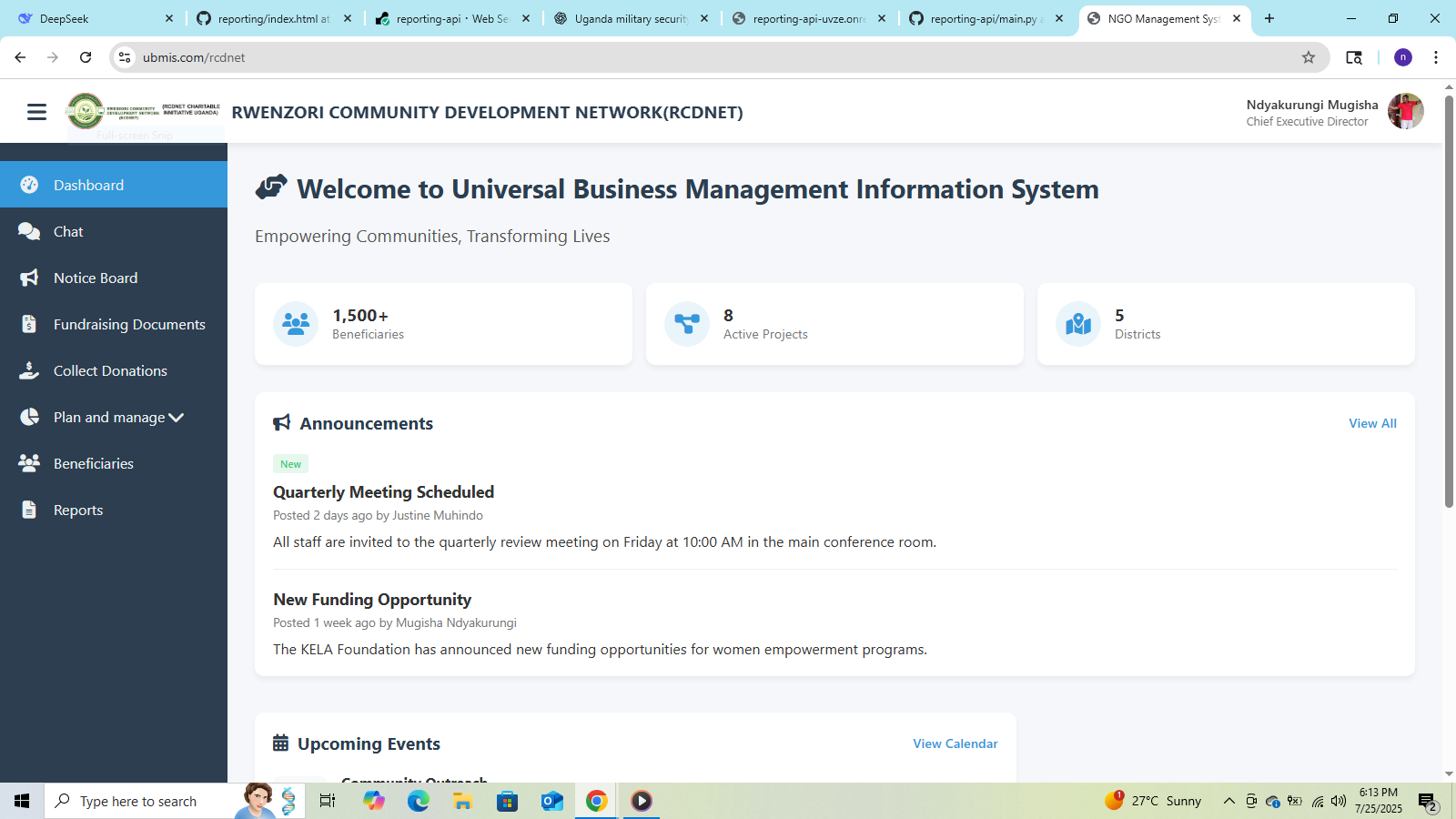 NGO Management System by Darius Mumbere